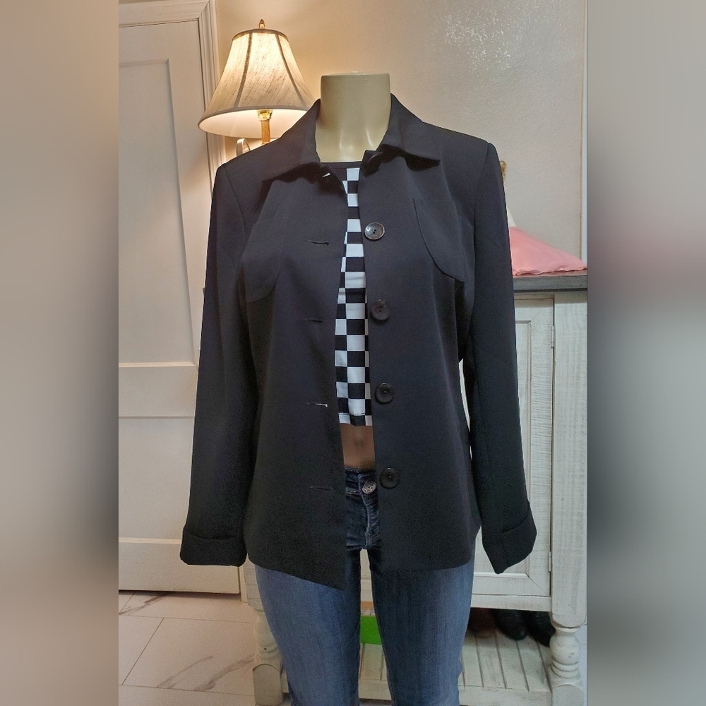 Women's Black Button-Up Jacket